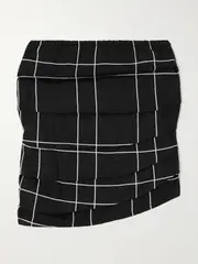 [Faithfull] Faithfull - + Net Sustain Pleated Shirred Checked Organic Linen Top - Black - small small Black