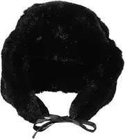 [WOFASHPURET] Fur Ear Hat Hunting Hat Ear Flap Hats for Men Fluffy Beanie Hat Warm Hat with Ears Fuzzy Hats Women Russian Hats for Women Fluffy Hat Ski Hat Women Men Sun Hat Acrylic Black