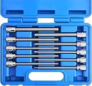 Neiko 10077A 3/8” Drive Metric Extra Long Allen Hex Bit Socket Set | 10 Pieces | Sizes 3mm – 10mm | Shaft Length 6” | Premium S2 Steel Bits | Heavy Duty Cr-V Sockets | Exceeds ANSI Standards