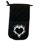 Flaming Heart - Novelty Double Mitt Oven Gloves Double Kitchen Chef BBQ Mitts