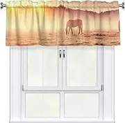 DEXNEL Horses On Pasture At Sundown Home Curtain Valance Window Treatment For Living Room, 54 X 18 Inch