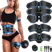 ABS Stimulator, Ab Trainer, EMS Muscle Stimulator LCD Screen Muscle Stimulator USB Rechargeable Portable Muscle Trainer Abdominal / arm / Leg Fitness Workouts Gear