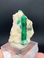 23 Gram. Presenting Very Aesthetic Natural Green Long Emerald Crystal On Matrix.