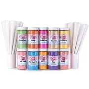 Cherry Orange Grape & More 10 Flavors Cotton Candy Floss Sugar Jars (10pk)