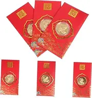 SHOWERORO 2023 New Year Rabbit Gold Foil Red Envelopes Festive Money Bags 6pcs Bunny Pattern Paper Red Packets