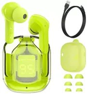 Earphone Wireless Bluetooth 5.0 Headphones Sport Gaming Headsets Noise Reduction Earbuds with Mic + Free cover-Green