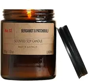 Tripple Scented Soy Candle, 40 Hour Burn Time, Scented Jar Candle - Perfect Birthday Gifts for Women Men, Container Candle Australian Made (Bergamot & Patchouli)