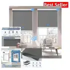 Motorized Dark Grey Roller Shades - 100% Blackout with Remote Control, 36”x72”