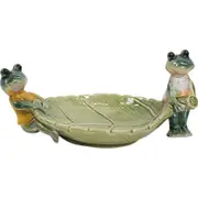 LVD Leaf Plate W Frogs Decorative Display Home Kitchen Decor