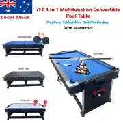 4 In 1 Multifunction 7FT Convertible Pool Table/Tennis/Office/Air Hockey Game AU