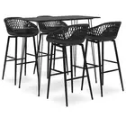 5 Piece Bar Set Black Outdoor Furniture Patio Dining Set Garden Bar Table 57375