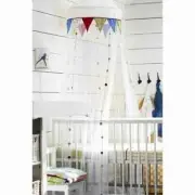RARE Ikea Fabler Bed Crib Canopy Silke Leffler White Multi Pendants 94" NEW