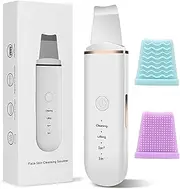 Facial Skin Scrubber Face Spatula with 4 Modes Ultrasonic Scrubber Blackhead Scraper Remover Scraper Portable Rechargeable Pore Scrubber Waterproof Face Skin Spatula for Facial Deep Cleansing