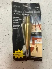 Sealed Sears Brass Plumb Bob Solid 24 oz Transit Work New Extra Steel Tip 940096