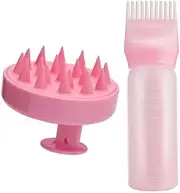 2 Pcs Root Comb Applicator Bottle with Scalp Massager Brush,Hair Coloring Dye and Scalp Treatment Tools
