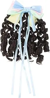 NULYLU Long Curly Wavy Wig for Women Palace Curlers Synthetic Ponytail Extension Retro Ponytail Wig for Cosplay