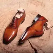 Handcrafted Handmade Man Brown leather shoe formal dress shoes custom made shoes