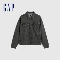 在飛比找momo購物網優惠-【GAP】男裝 翻領牛仔外套-黑灰色(745031)