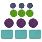 Pyrex (3) 7202 Blue (3) 7200 Green (3) 7201 Purple (3) 7210 Turquoise Lids