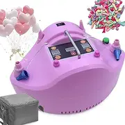 Dual Nozzle Electric Balloon Pump, 1200W Portable Inflation Air Pump with Timer +Quantitative Function, 100 Balloons, Balloon Stuffing Machine for Parties, Weddings, Events Pink