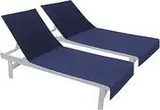 COTTON CRAFT Pool Lounge Chair Cover - 2 Pack 100% Cotton Soft Ringspun Terry Towel Chaise Patio Picnic Spa Sun Lounger Beach Lounge Chair Cover - Oversized 32 in W x 82 in L x 7 in Pocket – Navy Blue