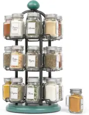 Adrinova 24 Jar Revolving Spice Rack with Spices Included, Spice Organizer for K