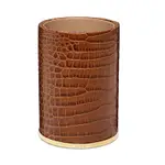 Aerin Classic Croc Embossed Leather Pencil Cup in Chestnut