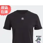 ADIDAS 女裝 短袖上衣 短版 反折袖口 小LOGO 棉 黑GN2802