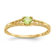 14K Solid Yellow Gold 3mm Peridot Ring