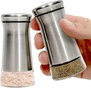 Premium Salt and Pepper Shakers with Adjustable Pour Holes - Elegant Stainless Steel Salt and Pepper Dispenser - Perfect for Himalayan, Kosher and Sea Salts - Spices