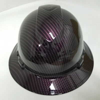 full brim hard hat custom hydro dipped in PURPLE CARBON FIBER STRAIGHT LACE