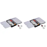 2x Jasart Voyager Metal Watercolour Empty Palette Storage Box 12x1/2 Pan BLK/WHT