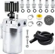 Universal Oil Catch Can Kit Reservoir Tank Engine Polish Baffled Aluminum Silver (for: Honda Civic)