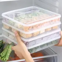 在飛比找樂天市場購物網優惠-冰箱收納保鮮盒密封超大容量冷凍食物速凍餃子盒專用塑料多層托盤