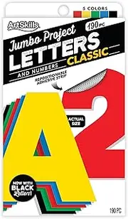 ArtSkills Poster Letters 4” Paper Letters for Poster Board Projects, Classroom Bulletin Boards, Sign Making Supplies,Classic Primary, 190 Pieces