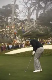 Golf Bing Crosby Pro-Am Jack Nicklaus in action making putt during- Old Photo