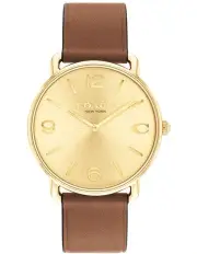 [Coach] Elliot Saddle Calfskin Dial Watch in Gold
