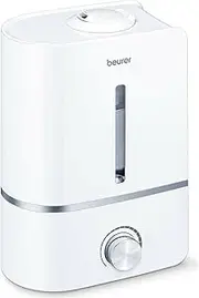 Beurer LB 45 Humidifier with Ultrasonic Mist for Room Humidification with Aroma Function, for Rooms up to 30 m², Quiet, White/Opulent Garden, Blue