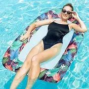 FindUWill XL Inflatable Pool Floats for Adult - Fabric Covered Pool Lounge Chairs with Cooling Mesh, 350lb Capacity, Heavy Duty Pool Float Sofa for Lake, Beach Floaties