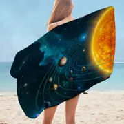 Space Art Solar System Microfiber Beach Towel