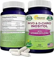 Myo-Inositol & D-Chiro Inositol Supplement - 180 Capsules - Plus Vitamin D3 and Zinc - Myo & D-Chiro Inositol 40 to 1 Ratio - VIT B8 Complex Pills