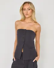 [Ava And Ever] Ava And Ever Women's Leo Dicaprio Vest Top in Charcoal 0 Charcoal