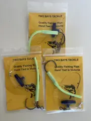 3 X Hand Tied Gummy Shark/Snapper Fishing Rigs 6/0 Circle Hook 60lb Leader