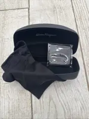 Ferragamo Large Clamshell Glasses Case In Box With Pouch And Cleaning Cloth