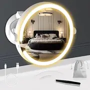 Robofun Make-up Mirror with Lighting and Nanometer Strong Suction Cup, Cosmetic Mirror 20x with Lighting and Magnification, Dimmable Magnifying Mirror with Light, 25 cm Height Adjustable