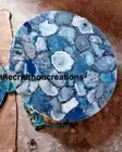 Blue Agate Stone Tabletop – Luxury Polished Round Geode Table For Home Furniture