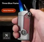 Honest Powerful 3 Jet Torch Turbo Windproof Butane Gas Cigar Lighter with Cutter