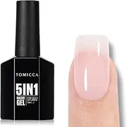 [TOMICCA] Gel Nail Polish Builder Gel for Nails, 5 in 1 Nail Builder Gel Strengthening Nail Gel for Hard Strong Nails Tips & Extensions, for Nails Repair, Nail Art Decoration, Easy to Shape (Peach Pink)