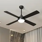 Vevare 52 Inch Ceiling Fan with Light and Remote Control 4 Blades Fan with AC Motor, Timer and 3 Fan Speeds for Home Indoor Living Room Black