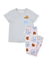 NEW PETER ALEXANDER PJ SET MILK AND COOKIES TOP & PANTS JNR SIZE 5 RP$49.95 PINK